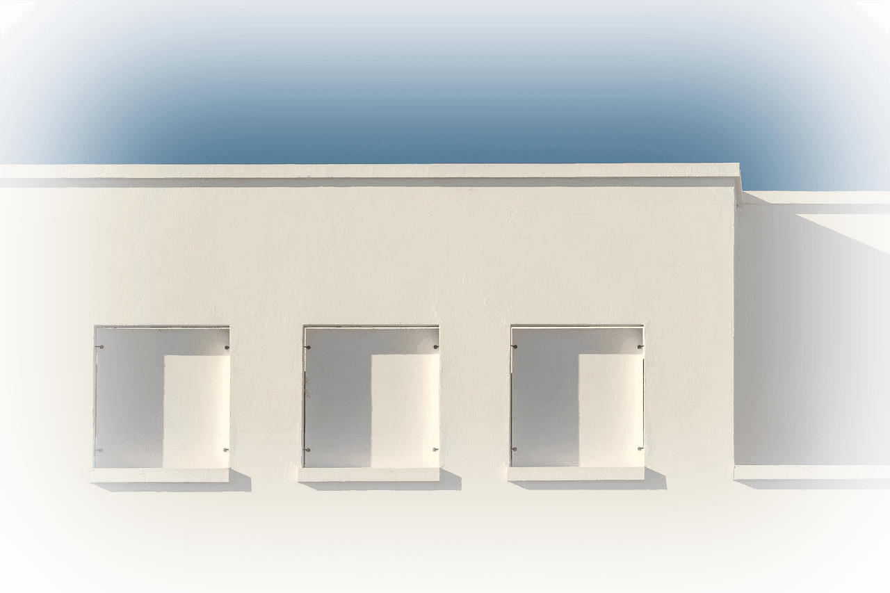 Minimalist white building facade