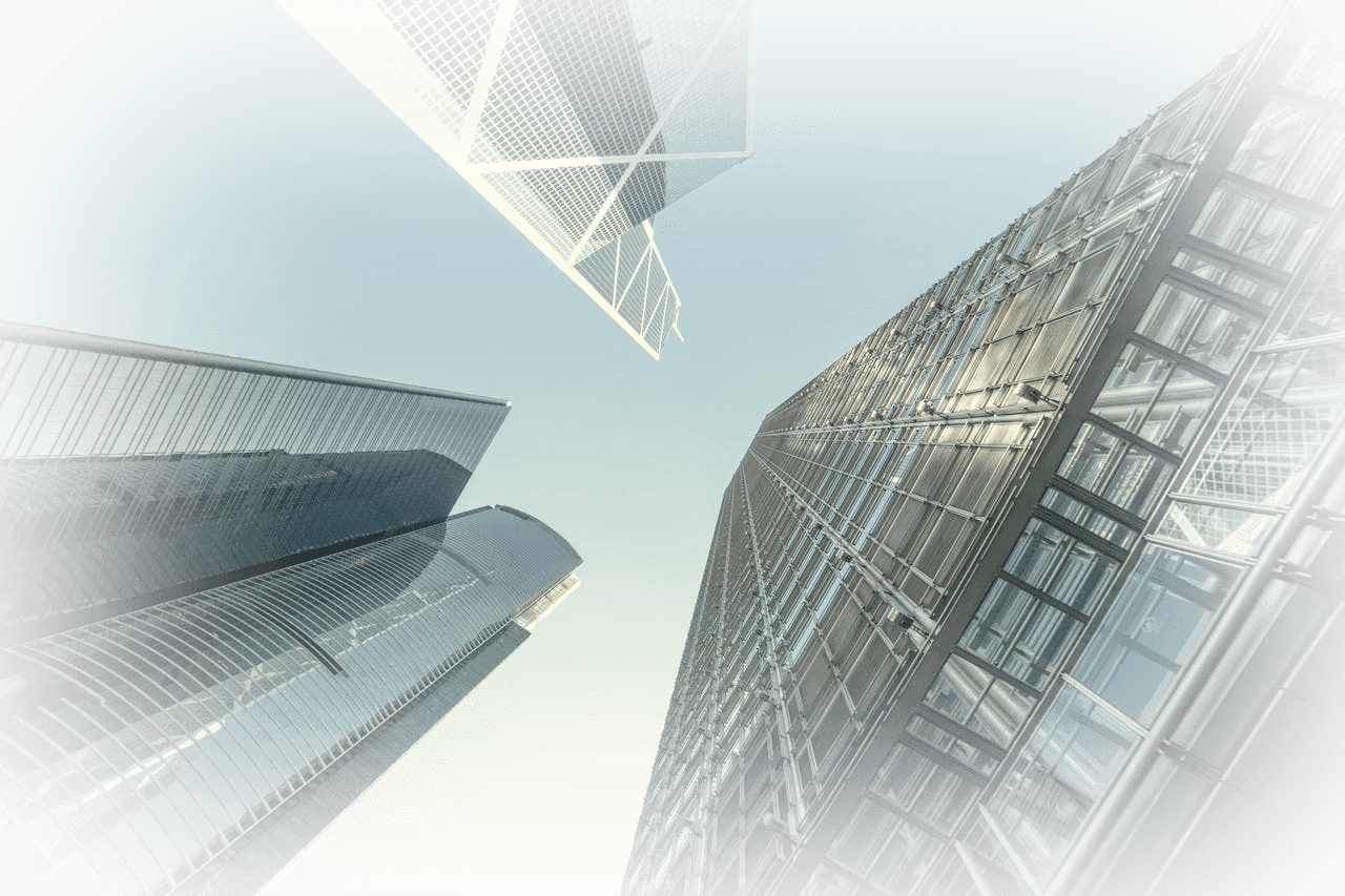 Modern buildings viewed from below
